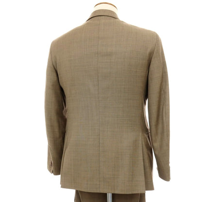 【中古】カンタレリ Cantarelli ウール 2つボタンスーツ ベージュxブラウン【サイズ46】【 状態ランクC 】【 メンズ 】