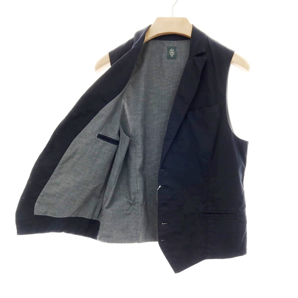 【中古】イレブンティ eleventy コットンポリウレタン カジュアル系ジレ ベスト ネイビー【サイズS】【 状態ランクC 】【 メンズ 】