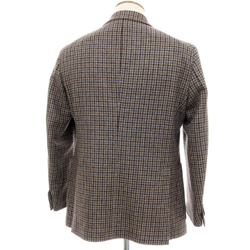 【中古】タリアトーレ TAGLIATORE ウール チェック 2B テーラードジャケット アッシュブラウンxブルー×ダークブラウン【サイズ48】【 状態ランクA 】【 メンズ 】
