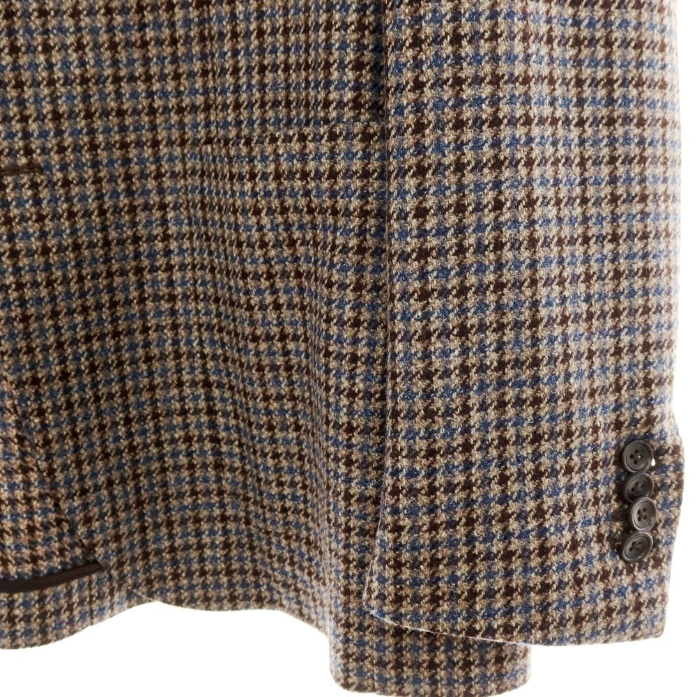 【中古】タリアトーレ TAGLIATORE ウール チェック 2B テーラードジャケット アッシュブラウンxブルー×ダークブラウン【サイズ48】【 状態ランクA 】【 メンズ 】