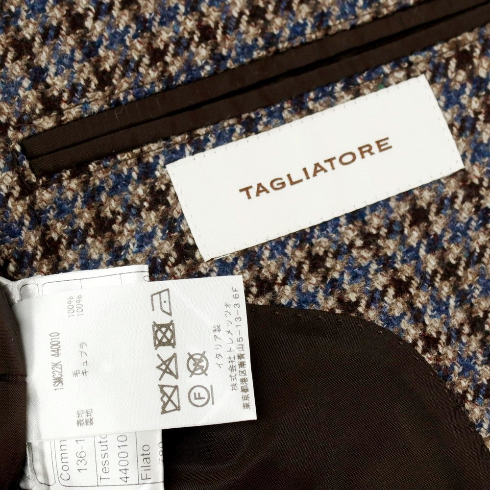 【中古】タリアトーレ TAGLIATORE ウール チェック 2B テーラードジャケット アッシュブラウンxブルー×ダークブラウン【サイズ48】【 状態ランクA 】【 メンズ 】