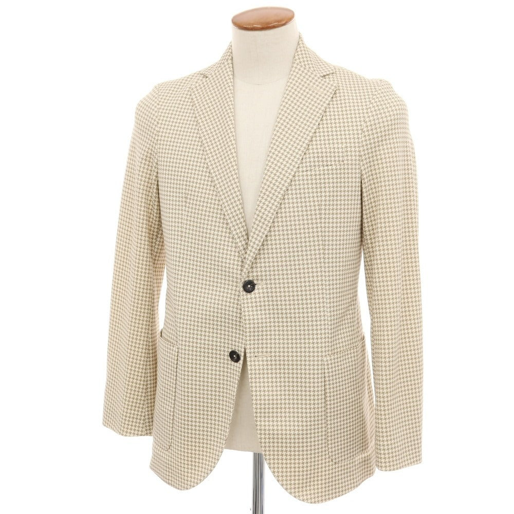 【中古】チルコロ1901 CIRCOLO 1901 コットン ジャージー ハウンドトゥース 2B カジュアルジャケット アイボリーxカーキ【サイズ46】【 状態ランクA 】【 メンズ 】