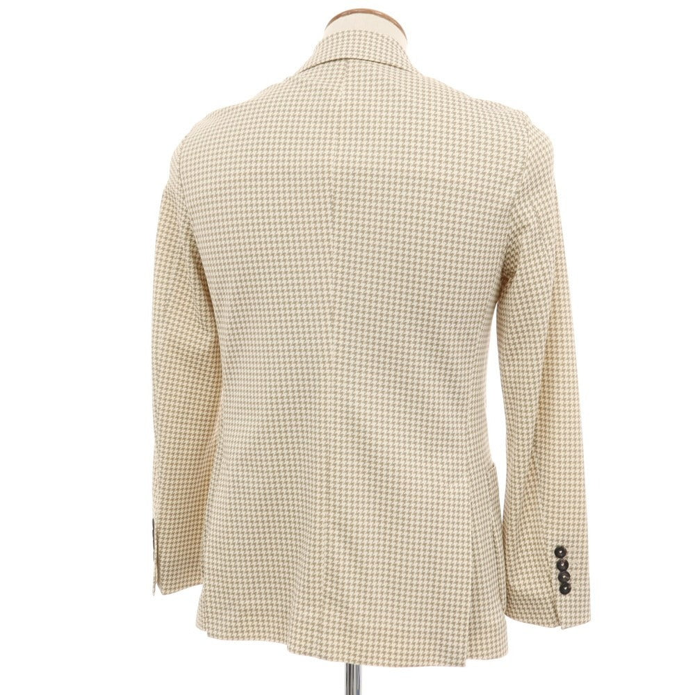 【中古】チルコロ1901 CIRCOLO 1901 コットン ジャージー ハウンドトゥース 2B カジュアルジャケット アイボリーxカーキ【サイズ46】【 状態ランクA 】【 メンズ 】