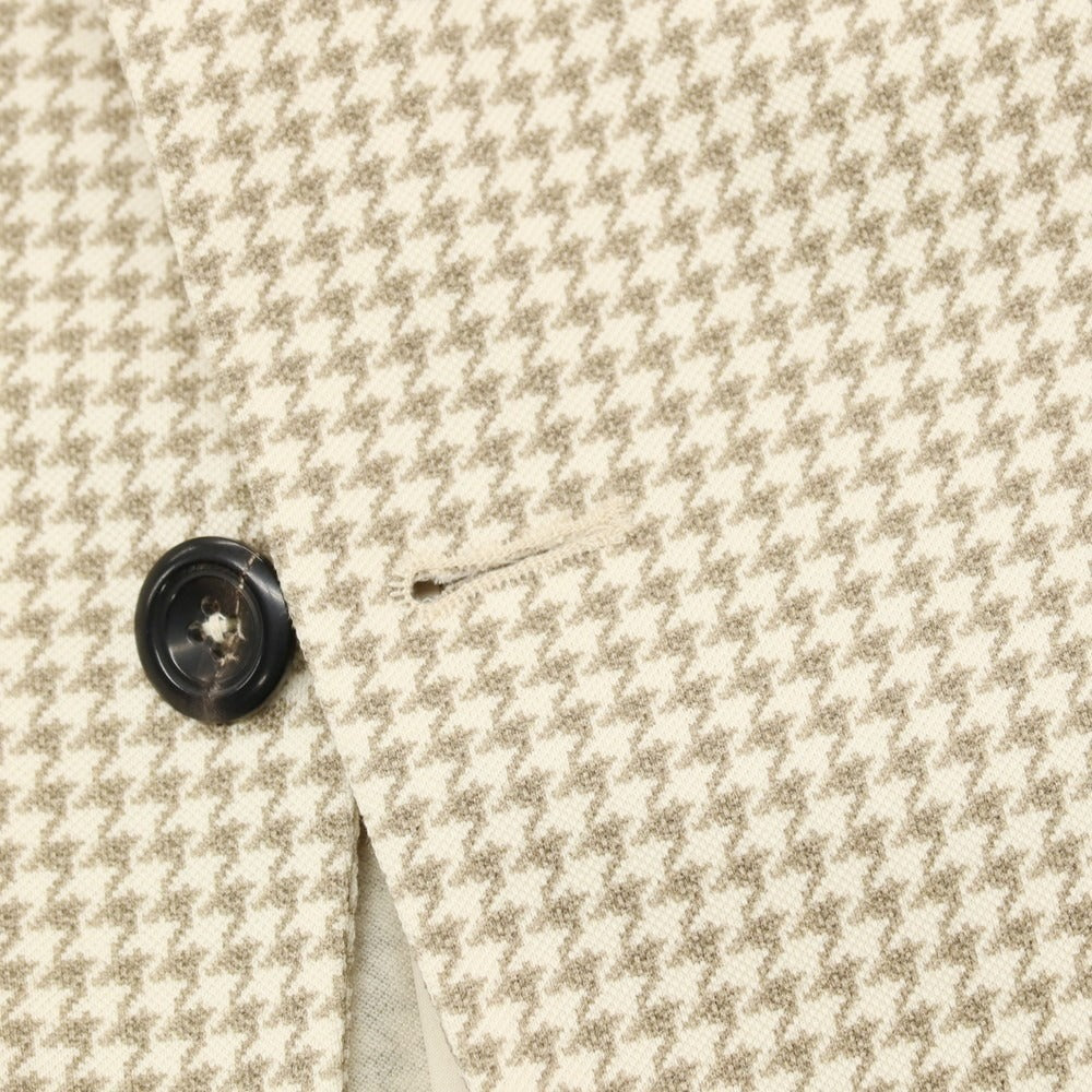 【中古】チルコロ1901 CIRCOLO 1901 コットン ジャージー ハウンドトゥース 2B カジュアルジャケット アイボリーxカーキ【サイズ46】【 状態ランクA 】【 メンズ 】