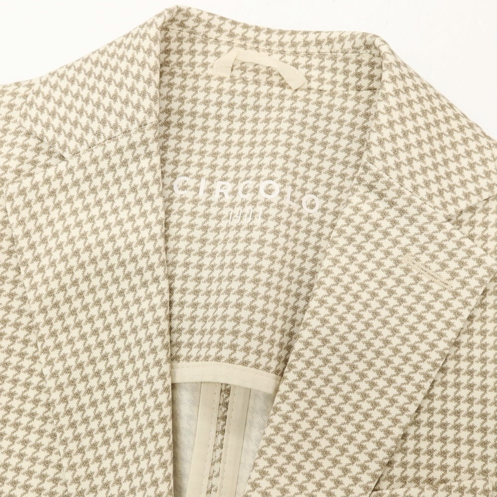 【中古】チルコロ1901 CIRCOLO 1901 コットン ジャージー ハウンドトゥース 2B カジュアルジャケット アイボリーxカーキ【サイズ46】【 状態ランクA 】【 メンズ 】