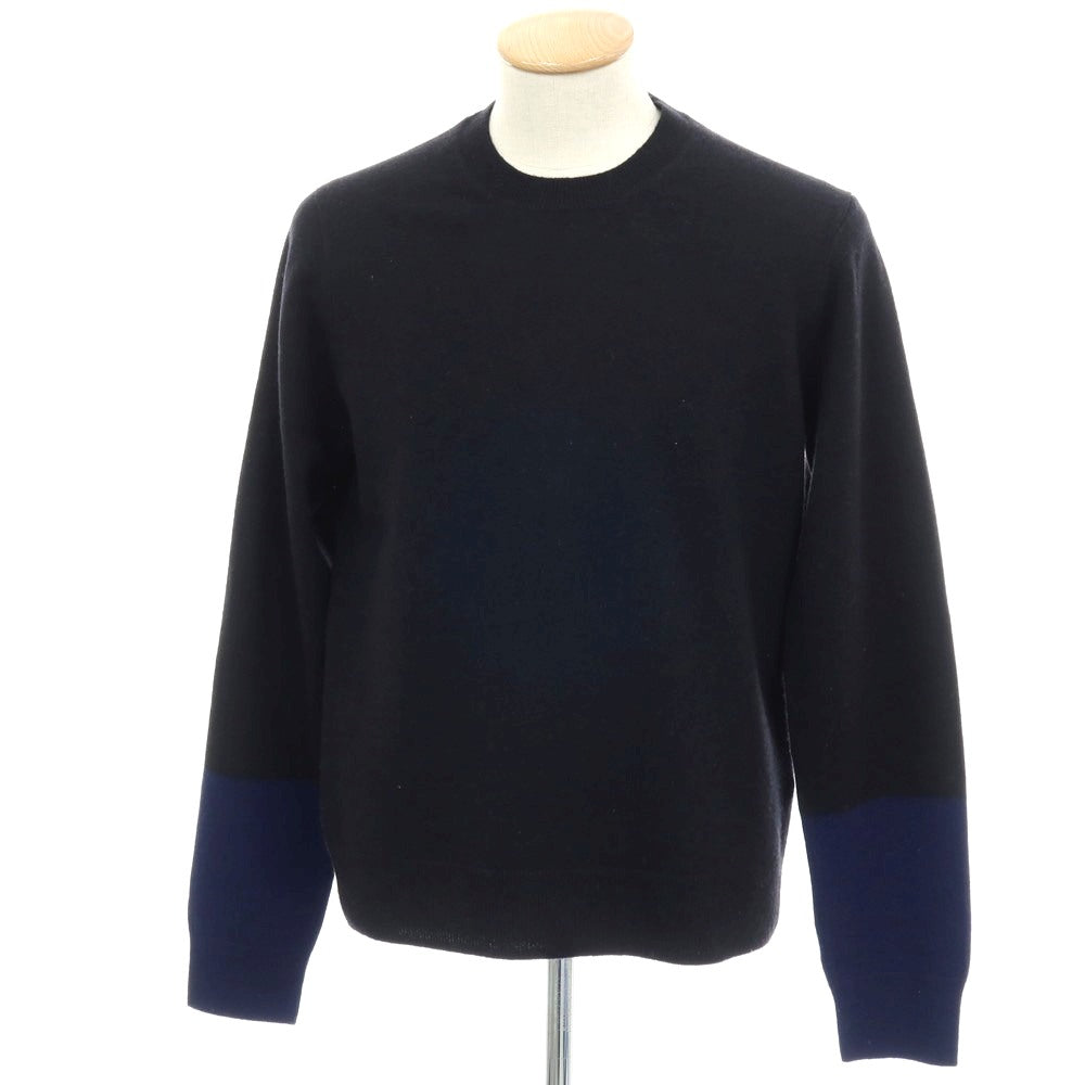 【中古】コムデギャルソンシャツ COMME des GARCONS SHIRT ウール クルーネック プルオーバーニット ブラックxネイビー【サイズS】【 状態ランクB 】【 メンズ 】