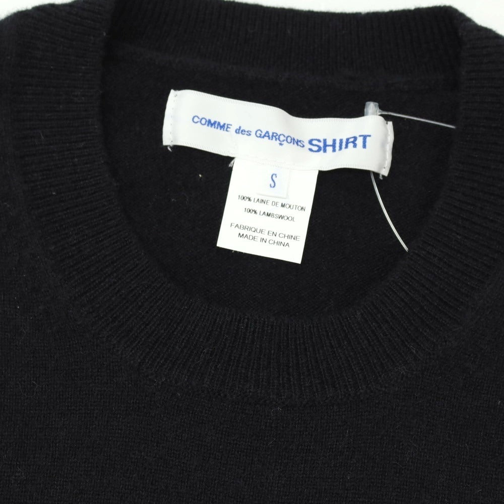 【中古】コムデギャルソンシャツ COMME des GARCONS SHIRT ウール クルーネック プルオーバーニット ブラックxネイビー【サイズS】【 状態ランクB 】【 メンズ 】