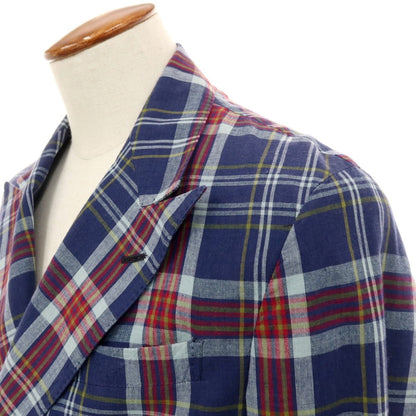 【中古】ポロ ラルフローレン Polo Ralph Lauren コットン チェック ダブル6B カジュアルジャケット ネイビーxレッド【サイズ38S】【 状態ランクD 】【 メンズ 】