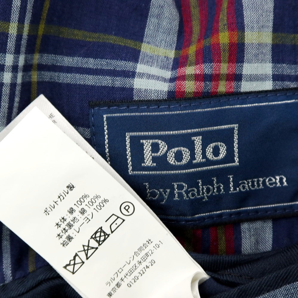 【中古】ポロ ラルフローレン Polo Ralph Lauren コットン チェック ダブル6B カジュアルジャケット ネイビーxレッド【サイズ38S】【 状態ランクD 】【 メンズ 】