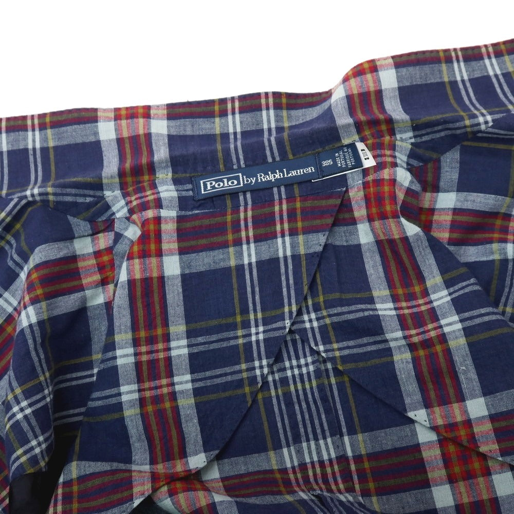【中古】ポロ ラルフローレン Polo Ralph Lauren コットン チェック ダブル6B カジュアルジャケット ネイビーxレッド【サイズ38S】【 状態ランクD 】【 メンズ 】