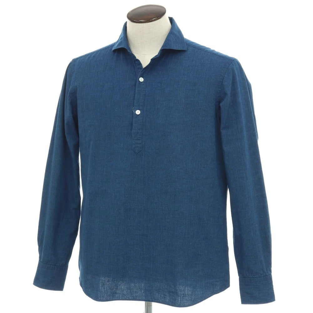 【中古】メイカーズシャツ カマクラ Makers Shirt 鎌倉 コットン プルオーバー カジュアルシャツ ネイビー【サイズL】【 状態ランクC 】【 メンズ 】