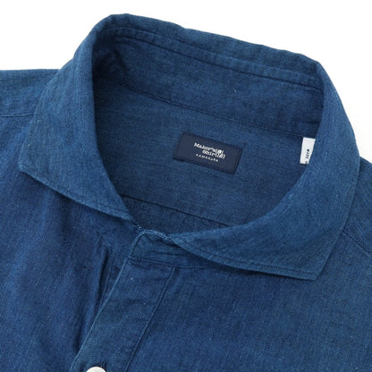 【中古】メイカーズシャツ カマクラ Makers Shirt 鎌倉 コットン プルオーバー カジュアルシャツ ネイビー【サイズL】【 状態ランクC 】【 メンズ 】