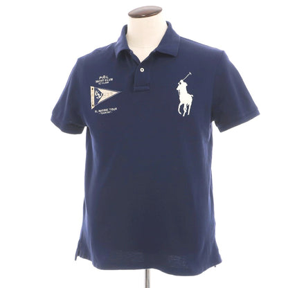 【中古】ポロ ラルフローレン Polo Ralph Lauren コットン 鹿の子 半袖ポロシャツ ネイビー【サイズL】【 状態ランクB 】【 メンズ 】