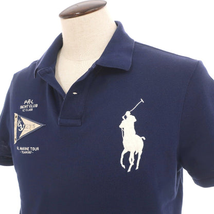 【中古】ポロ ラルフローレン Polo Ralph Lauren コットン 鹿の子 半袖ポロシャツ ネイビー【サイズL】【 状態ランクB 】【 メンズ 】