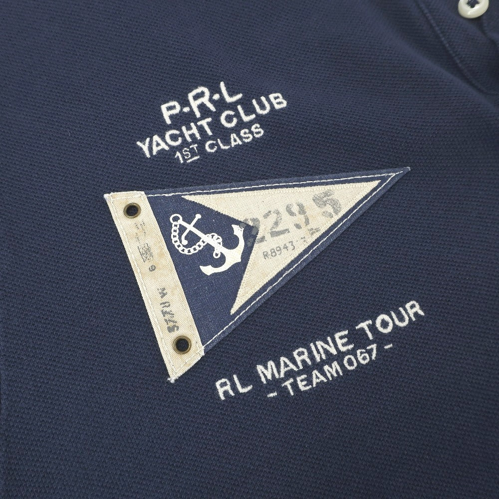 【中古】ポロ ラルフローレン Polo Ralph Lauren コットン 鹿の子 半袖ポロシャツ ネイビー【サイズL】【 状態ランクB 】【 メンズ 】