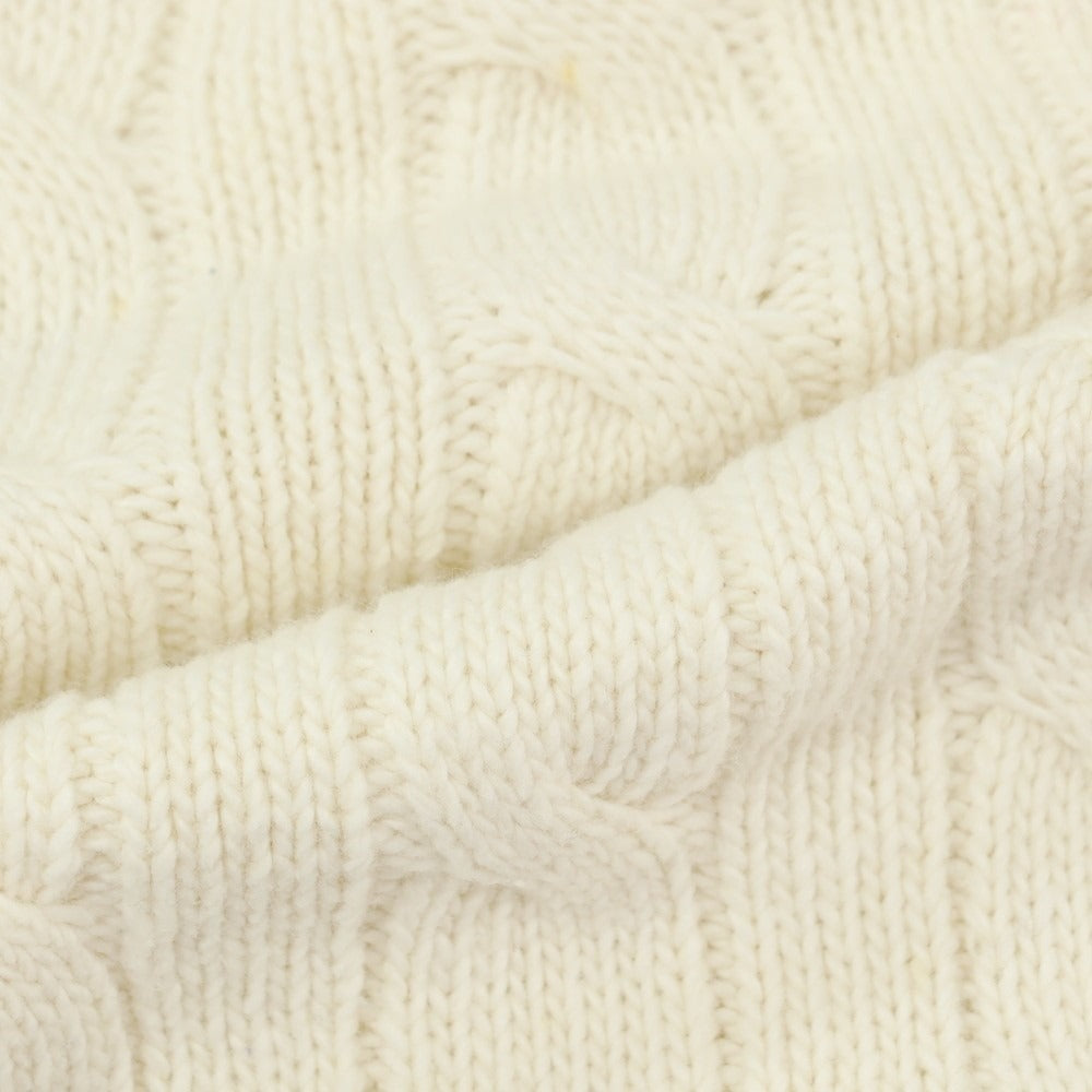 【中古】ポロ ラルフローレン Polo Ralph Lauren ケーブル編み コットンカシミヤ Vネック ニットベスト オフホワイトxネイビー【サイズM】【 状態ランクB 】【 メンズ 】