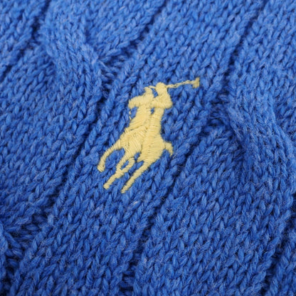 【中古】ポロ ラルフローレン Polo Ralph Lauren コットン ケーブル編み Vネック ニットベスト ブルー【サイズM】【 状態ランクB 】【 メンズ 】