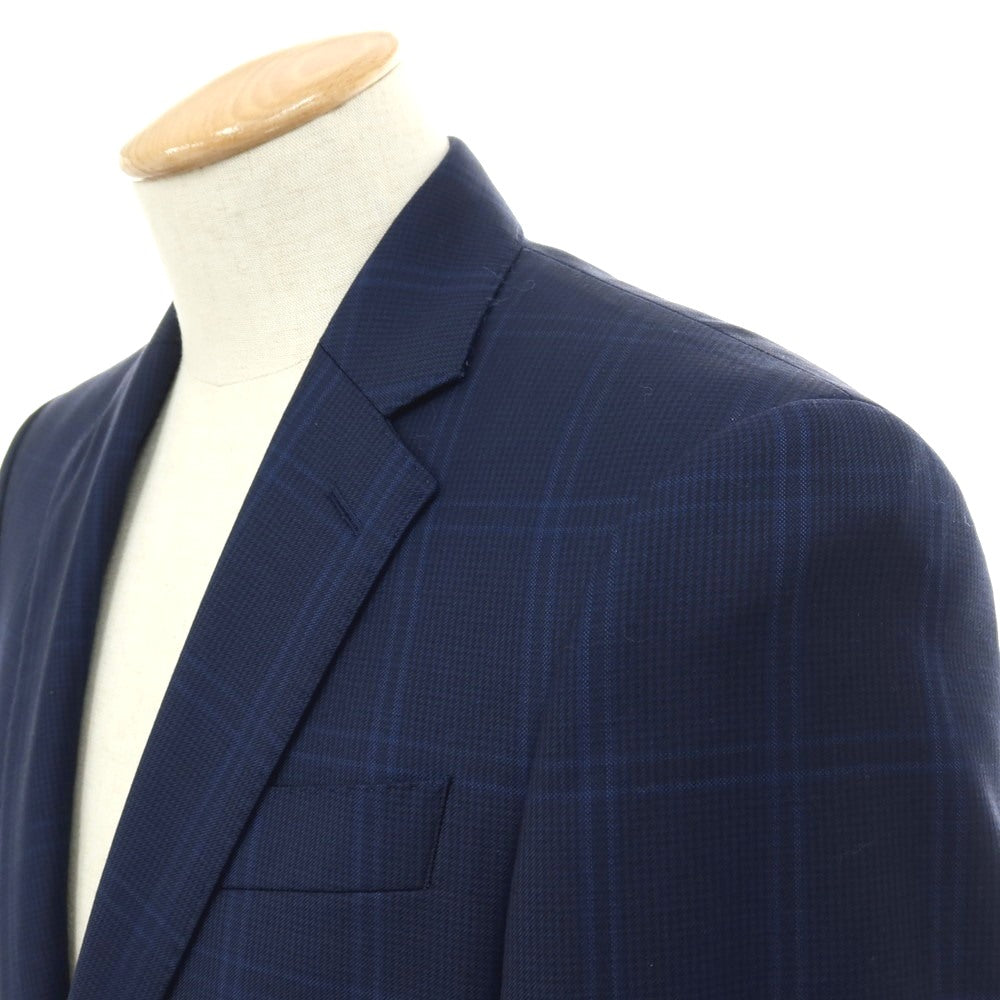 【中古】ハケットロンドン HACKETT LONDON ウール チェック 2つボタンスーツ ネイビーxブルー【サイズ上UK36/下30】【 状態ランクB 】【 メンズ 】