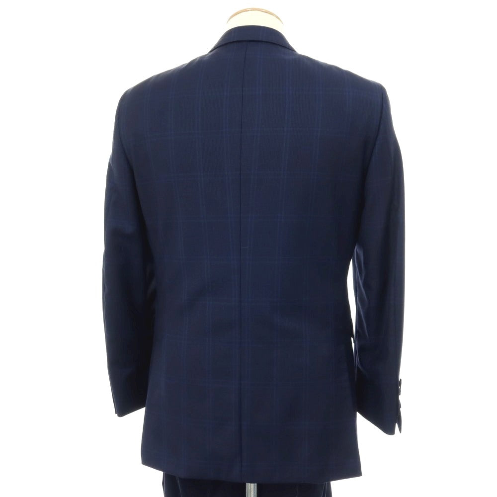 【中古】ハケットロンドン HACKETT LONDON ウール チェック 2つボタンスーツ ネイビーxブルー【サイズ上UK36/下30】【 状態ランクB 】【 メンズ 】