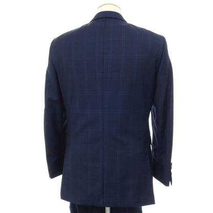 【中古】ハケットロンドン HACKETT LONDON ウール チェック 2つボタンスーツ ネイビーxブルー【サイズ上UK36/下30】【 状態ランクB 】【 メンズ 】