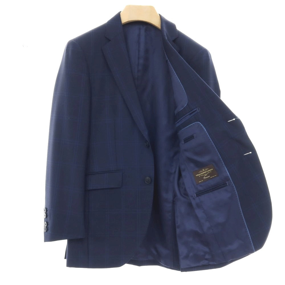 【中古】ハケットロンドン HACKETT LONDON ウール チェック 2つボタンスーツ ネイビーxブルー【サイズ上UK36/下30】【 状態ランクB 】【 メンズ 】