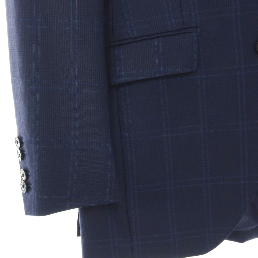 【中古】ハケットロンドン HACKETT LONDON ウール チェック 2つボタンスーツ ネイビーxブルー【サイズ上UK36/下30】【 状態ランクB 】【 メンズ 】