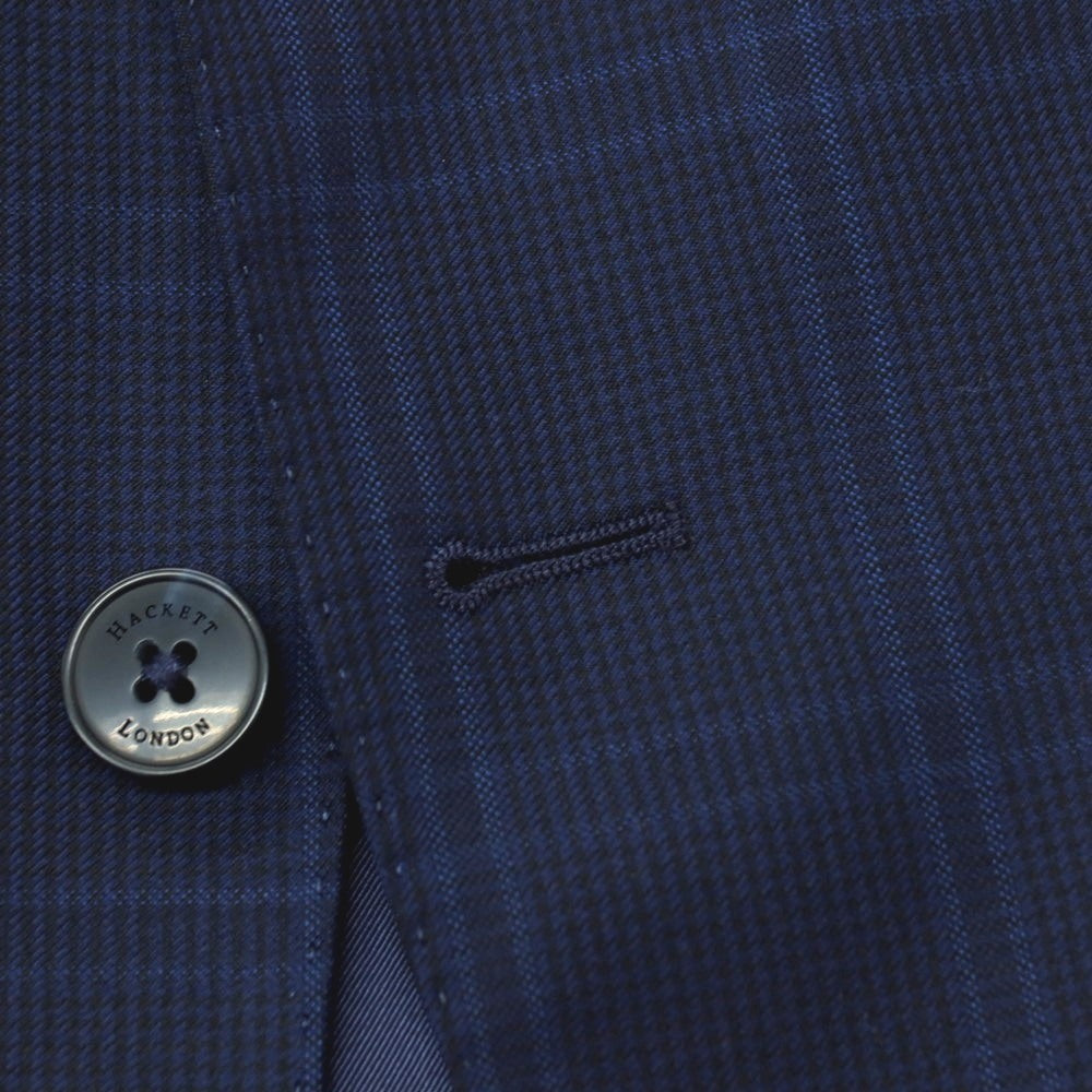【中古】ハケットロンドン HACKETT LONDON ウール チェック 2つボタンスーツ ネイビーxブルー【サイズ上UK36/下30】【 状態ランクB 】【 メンズ 】