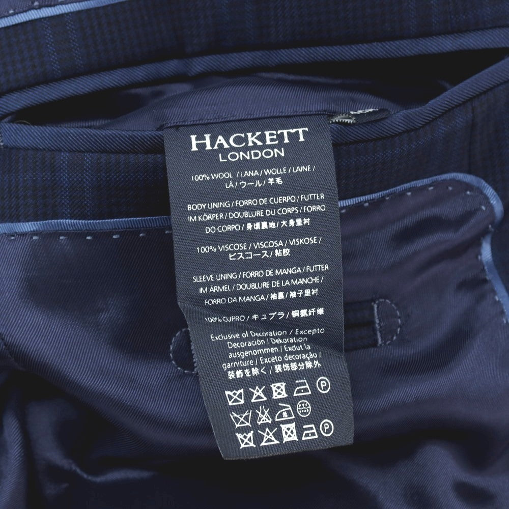 【中古】ハケットロンドン HACKETT LONDON ウール チェック 2つボタンスーツ ネイビーxブルー【サイズ上UK36/下30】【 状態ランクB 】【 メンズ 】