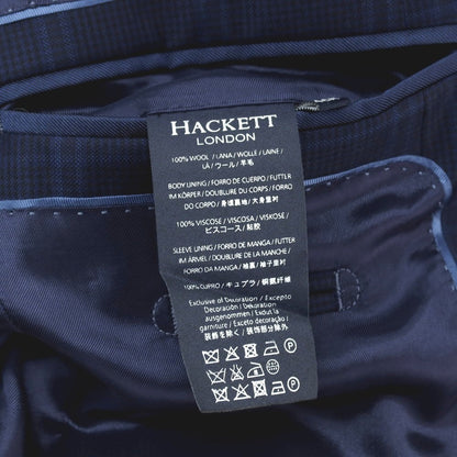 【中古】ハケットロンドン HACKETT LONDON ウール チェック 2つボタンスーツ ネイビーxブルー【サイズ上UK36/下30】【 状態ランクB 】【 メンズ 】