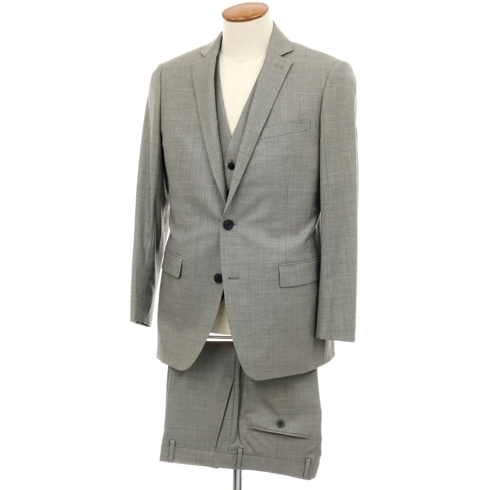 【中古】カルバンクライン Calvin Klein PLATINUM スリーピース ウールポリエステル 2つボタンスーツ グレー【サイズ上38/下32/ジレ38】【 状態ランクB 】【 メンズ 】