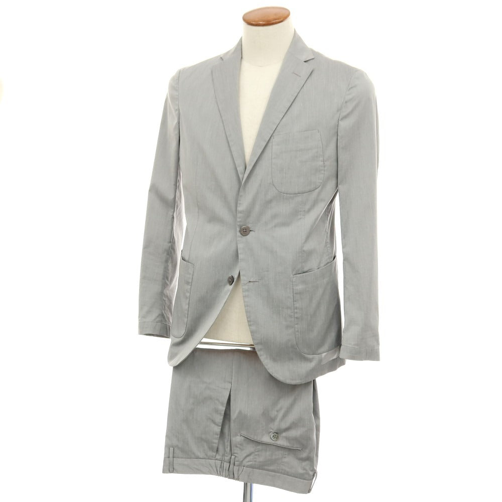 【中古】23区オム 23kuHOMME ストレッチ コットン 2つボタンスーツ セットアップ ライトグレー【サイズ上46/下48】【 状態ランクC 】【 メンズ 】
