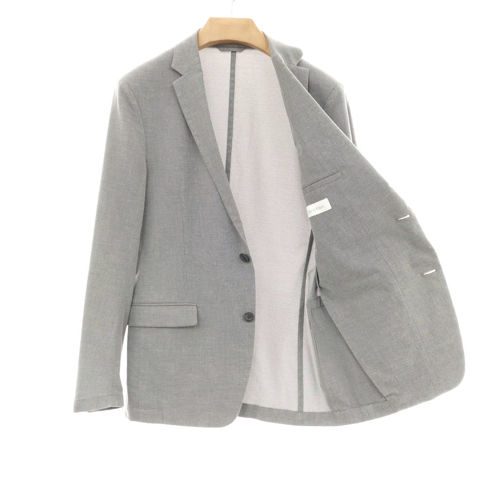 【中古】カルバンクライン Calvin Klein コットンポリエステルリネン 2B カジュアルジャケット ブラックxホワイト【サイズ38】【 状態ランクC 】【 メンズ 】[CPD]