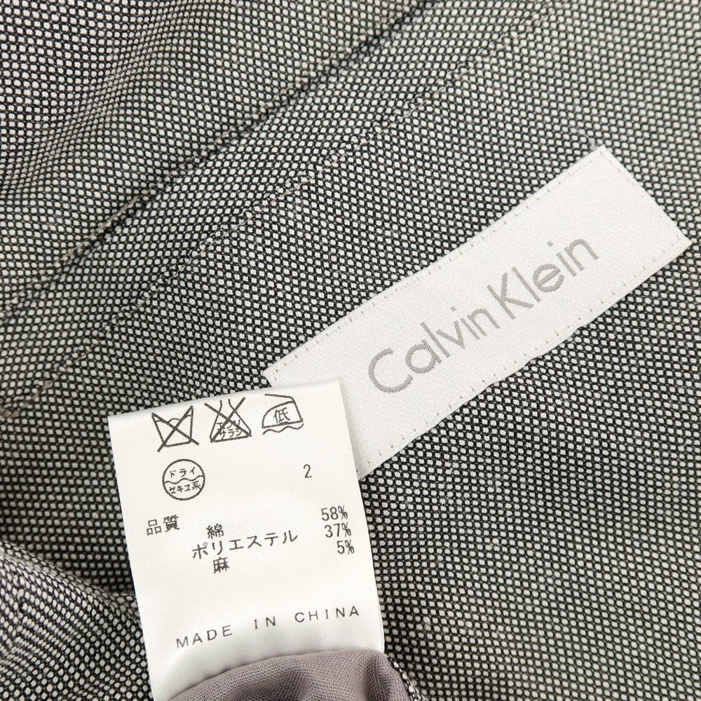 【中古】カルバンクライン Calvin Klein コットンポリエステルリネン 2B カジュアルジャケット ブラックxホワイト【サイズ38】【 状態ランクC 】【 メンズ 】[CPD]