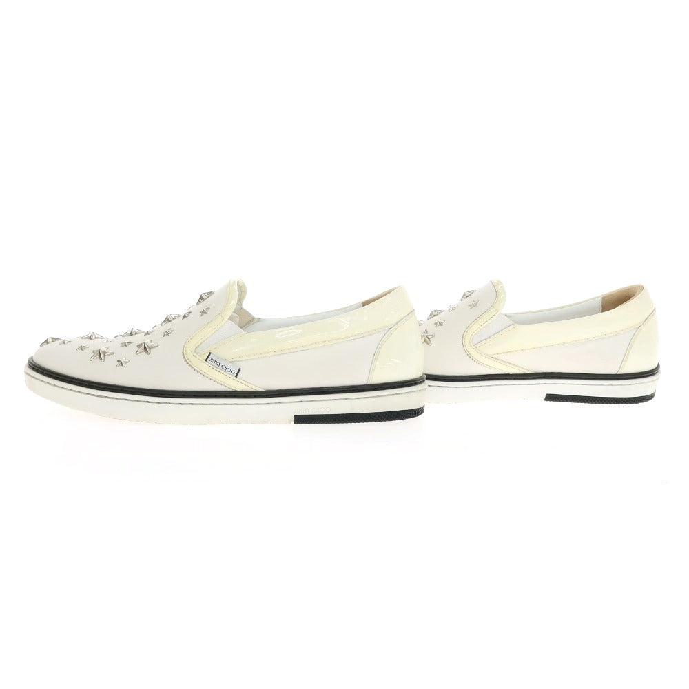 【中古】ジミーチュウ JIMMY CHOO レザー スリッポンスニーカー ホワイト【サイズ42】【 状態ランクC 】【 メンズ 】