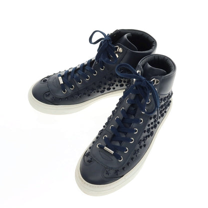 【SALE10%OFF/返品不可】【中古】ジミーチュウ JIMMY CHOO レザー ハイカットスニーカー ネイビー【 サイズ41 1/2 】【 状態ランクB 】【 メンズ 】