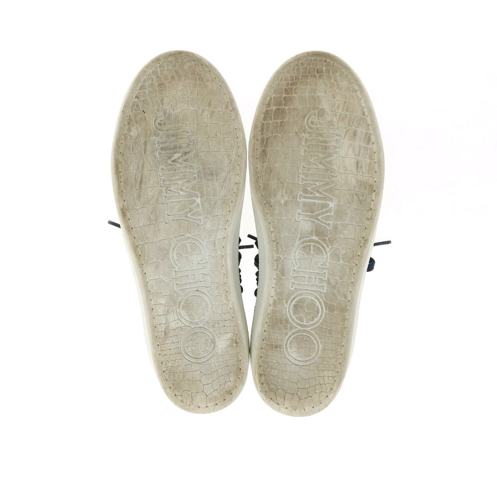【SALE10%OFF/返品不可】【中古】ジミーチュウ JIMMY CHOO レザー ハイカットスニーカー ネイビー【 サイズ41 1/2 】【 状態ランクB 】【 メンズ 】