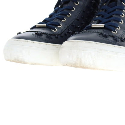【SALE10%OFF/返品不可】【中古】ジミーチュウ JIMMY CHOO レザー ハイカットスニーカー ネイビー【 サイズ41 1/2 】【 状態ランクB 】【 メンズ 】