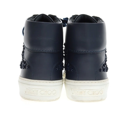 【SALE10%OFF/返品不可】【中古】ジミーチュウ JIMMY CHOO レザー ハイカットスニーカー ネイビー【 サイズ41 1/2 】【 状態ランクB 】【 メンズ 】