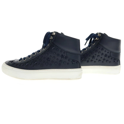 【SALE10%OFF/返品不可】【中古】ジミーチュウ JIMMY CHOO レザー ハイカットスニーカー ネイビー【 サイズ41 1/2 】【 状態ランクB 】【 メンズ 】