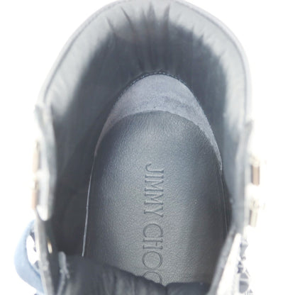 【SALE10%OFF/返品不可】【中古】ジミーチュウ JIMMY CHOO レザー ハイカットスニーカー ネイビー【 サイズ41 1/2 】【 状態ランクB 】【 メンズ 】