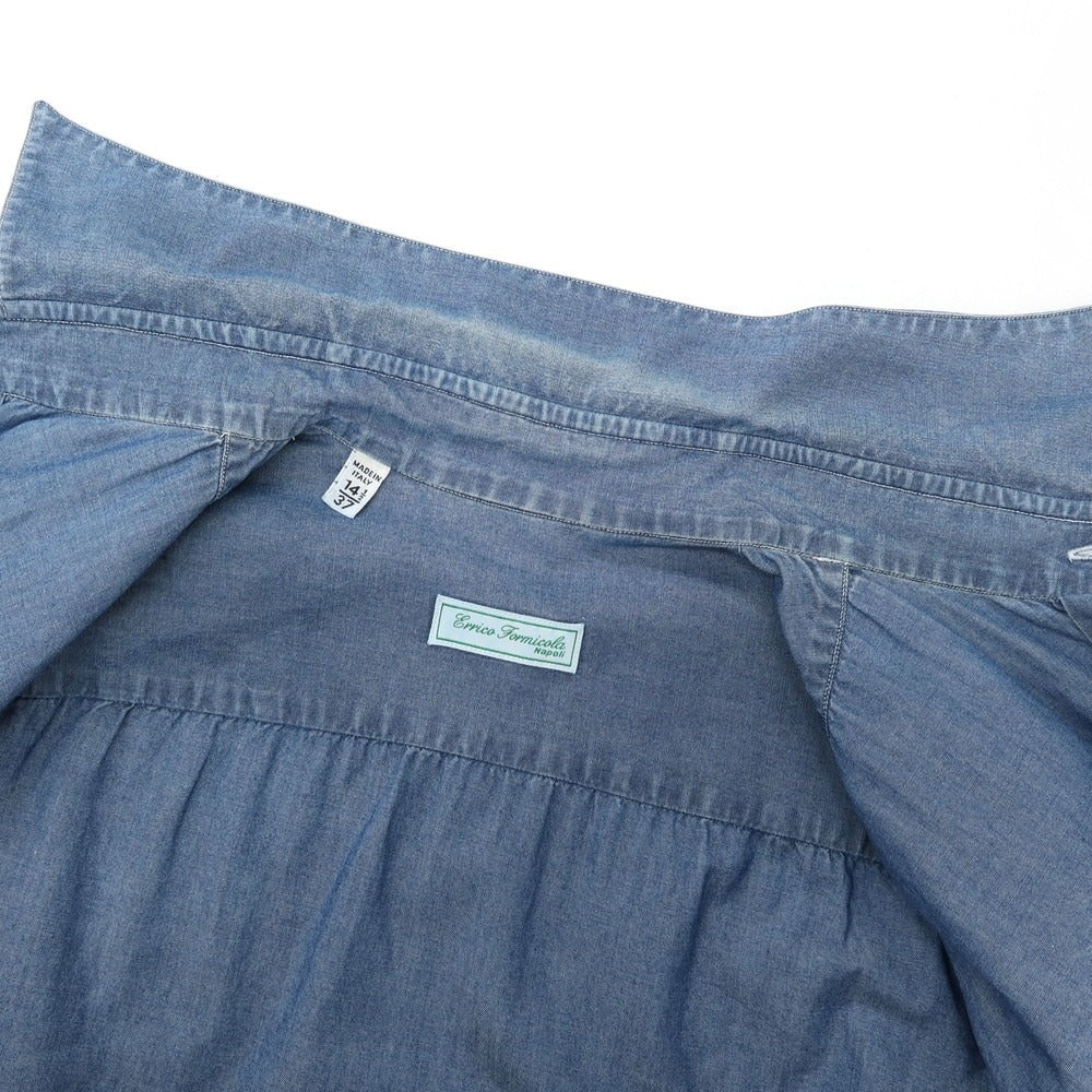 【中古】エリコフォルミコラ ERRICO FORMICOLA コットン ダンガリー レギュラーカラー カジュアルシャツ ネイビー【サイズ37】【 状態ランクC 】【 メンズ 】