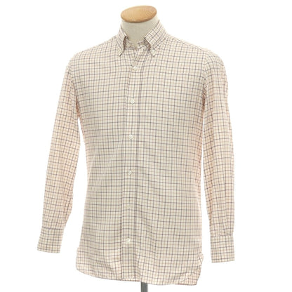 【中古】エリコフォルミコラ ERRICO FORMICOLA コットン チェック ボタンダウン カジュアルシャツ ホワイトxボルドー【サイズ37】【 状態ランクD 】【 メンズ 】