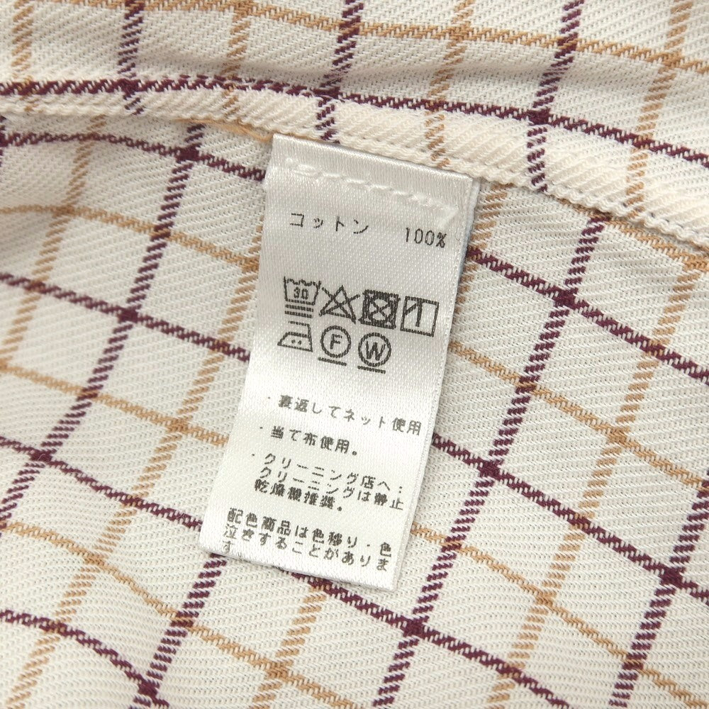 【中古】エリコフォルミコラ ERRICO FORMICOLA コットン チェック ボタンダウン カジュアルシャツ ホワイトxボルドー【サイズ37】【 状態ランクD 】【 メンズ 】