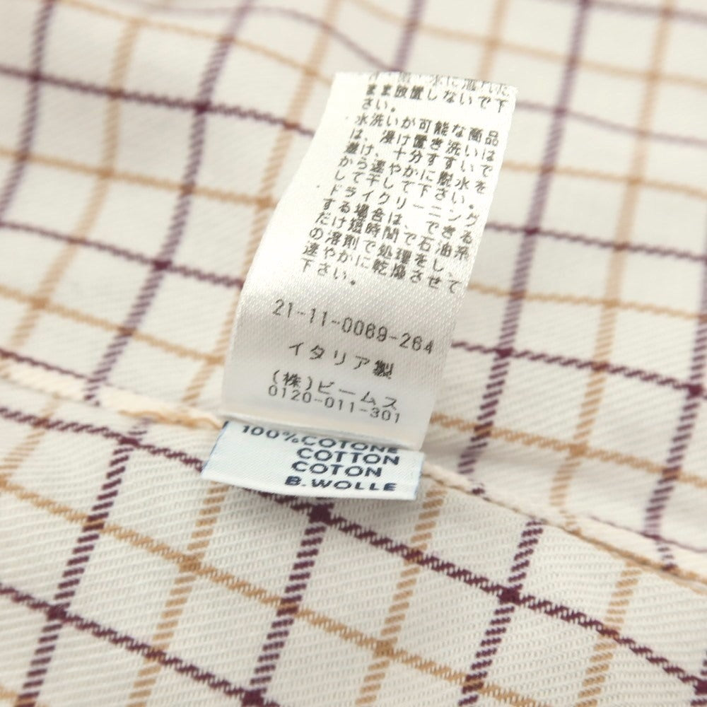 【中古】エリコフォルミコラ ERRICO FORMICOLA コットン チェック ボタンダウン カジュアルシャツ ホワイトxボルドー【サイズ37】【 状態ランクD 】【 メンズ 】