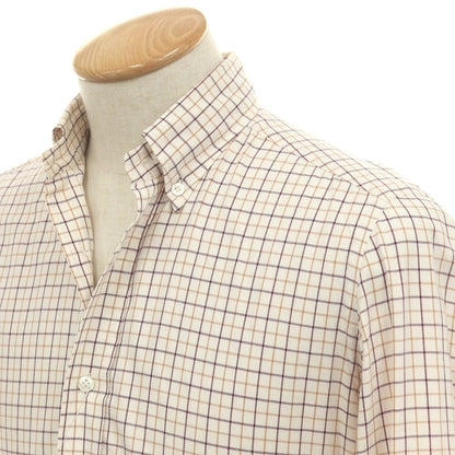 【中古】エリコフォルミコラ ERRICO FORMICOLA コットン チェック ボタンダウン カジュアルシャツ ホワイトxボルドー【サイズ37】【 状態ランクD 】【 メンズ 】