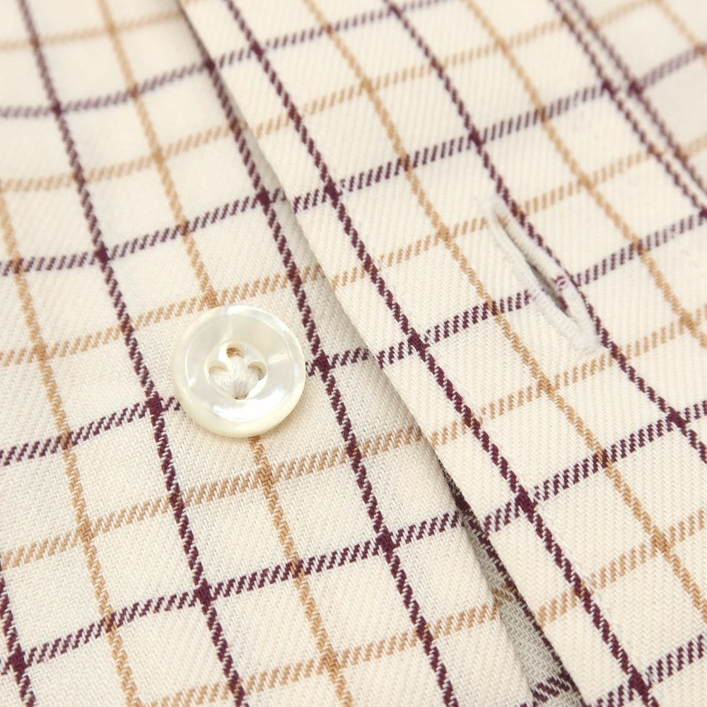 【中古】エリコフォルミコラ ERRICO FORMICOLA コットン チェック ボタンダウン カジュアルシャツ ホワイトxボルドー【サイズ37】【 状態ランクD 】【 メンズ 】