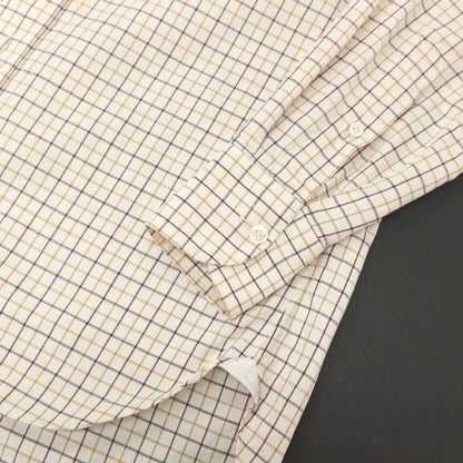 【中古】エリコフォルミコラ ERRICO FORMICOLA コットン チェック ボタンダウン カジュアルシャツ ホワイトxボルドー【サイズ37】【 状態ランクD 】【 メンズ 】