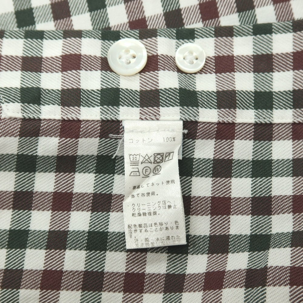 【中古】エリコフォルミコラ ERRICO FORMICOLA コットン チェック ボタンダウン カジュアルシャツ グリーンxブラウン【サイズ37】【 状態ランクD 】【 メンズ 】