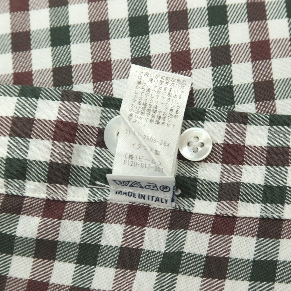 【中古】エリコフォルミコラ ERRICO FORMICOLA コットン チェック ボタンダウン カジュアルシャツ グリーンxブラウン【サイズ37】【 状態ランクD 】【 メンズ 】