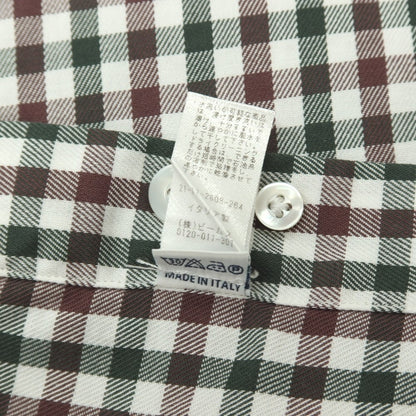 【中古】エリコフォルミコラ ERRICO FORMICOLA コットン チェック ボタンダウン カジュアルシャツ グリーンxブラウン【サイズ37】【 状態ランクD 】【 メンズ 】